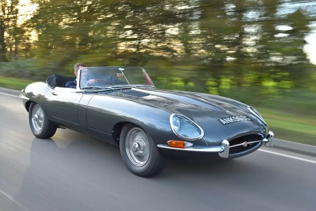 Jaguar Roadster on the road