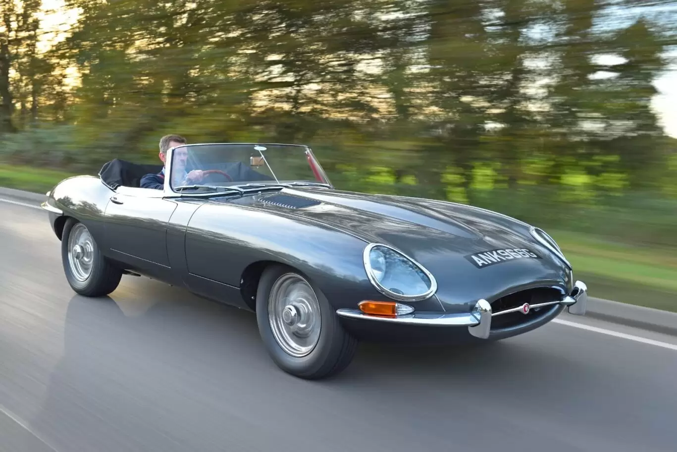 Jaguar Roadster on the road