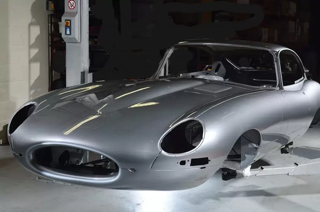 Paintwork and shell of disassembled Jaguar E Type